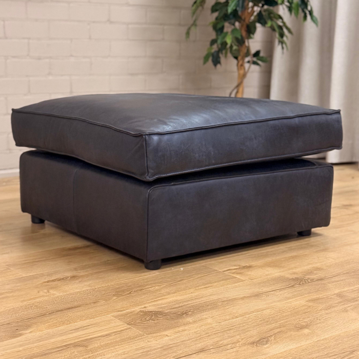 Hocker Sassari - Open leer superblack | Het Anker