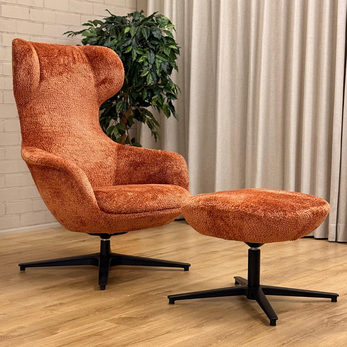 Draaifauteuil Peaches inclusief hocker - Oranje | Het Anker