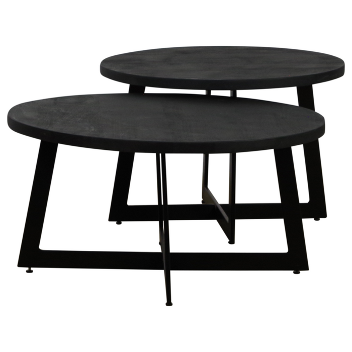 Salontafel Set Prins 2-Delig - Zwart mangohout