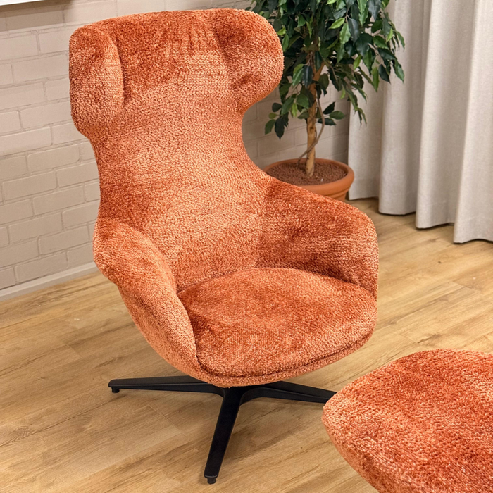 Draaifauteuil Peaches inclusief hocker - Oranje | Het Anker