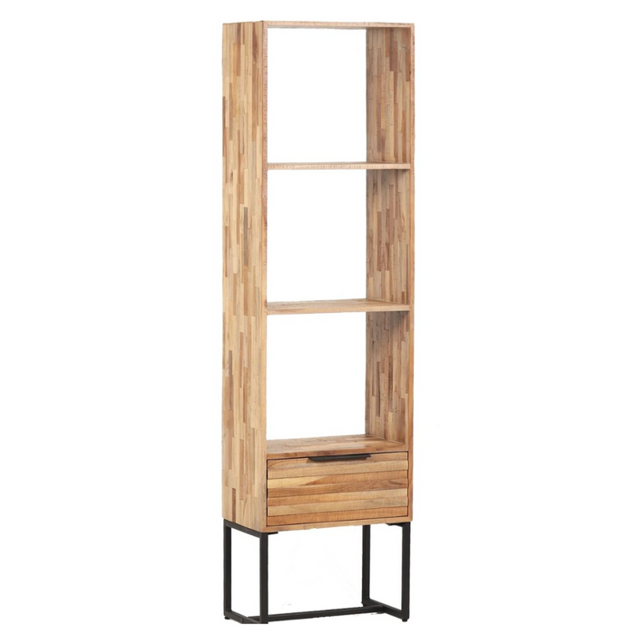Boekenkast Recycled Teak - 1 Lade 3 Open Vakken