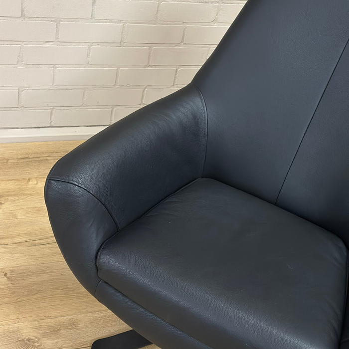 Fauteuil Charles Low - Leder zwart