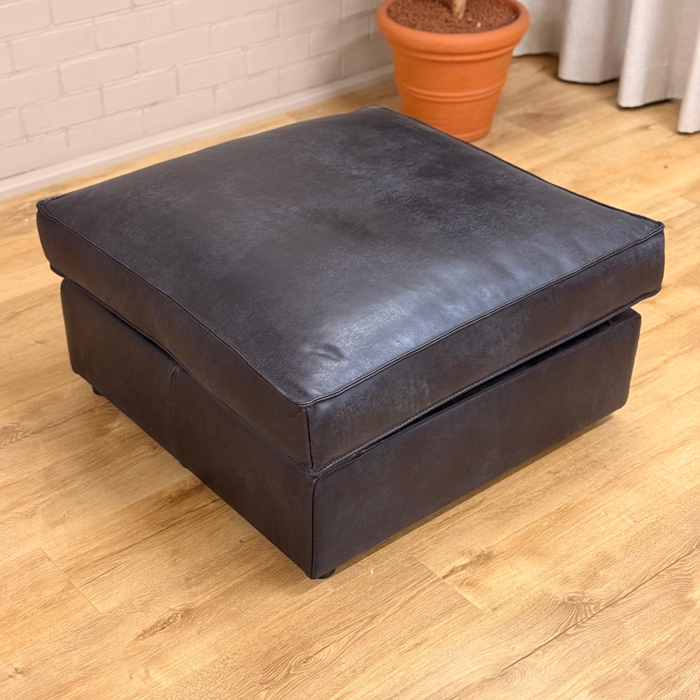 Hocker Sassari - Open leer superblack | Het Anker