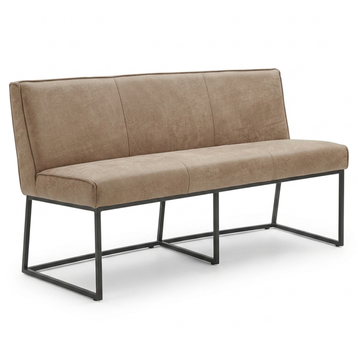 Eetkamerbank Zara Ovaal 173 cm - Open Leer Taupe | Het Anker