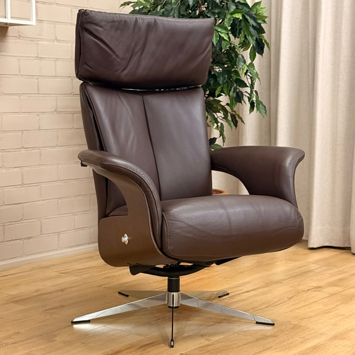 Handverstelbare Relaxfauteuil Esmee - Leder Donkerbruin