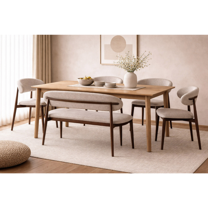 Eetkamerbank Gigi 160 cm - Walnoot / Beige | Het Anker