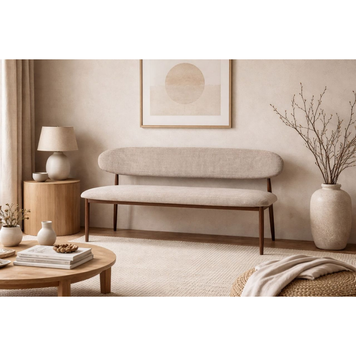 Eetkamerbank Gigi 160 cm - Walnoot / Beige | Het Anker