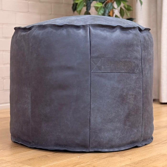 Hocker Ginger - Rond open leer antraciet | Het Anker