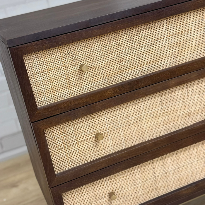 Dressoir Rotan/Mango Walnoot - 3 Lades