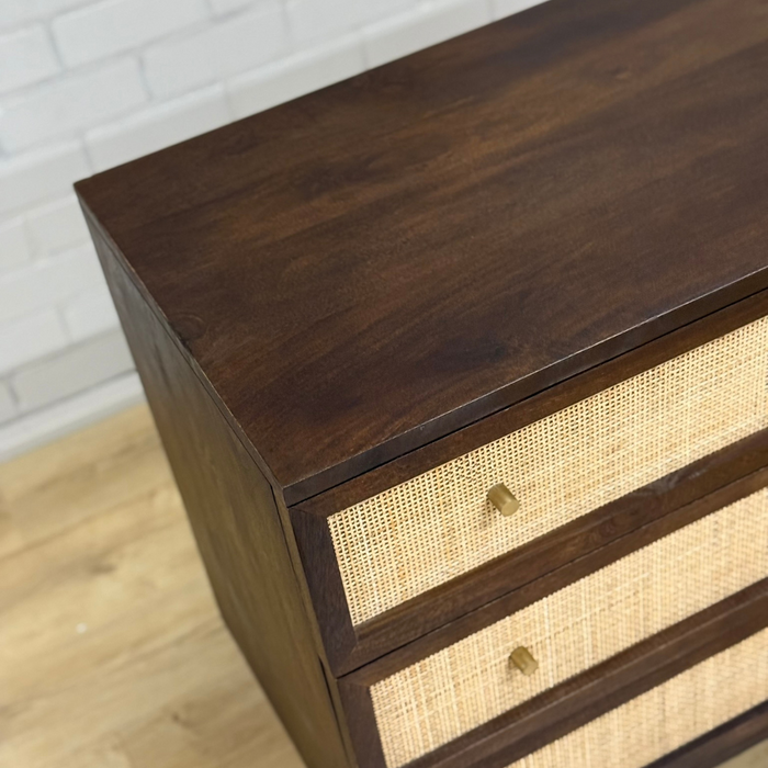 Dressoir Rotan/Mango Walnoot - 3 Lades