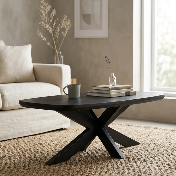 Salontafel Bonny - Deens Ovaal - Zwart Mangohout