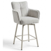 Witte barstoel James met draaifunctie en beige metalen onderstel
