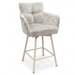 Beige barstoel James met draaifunctie en beige metalen onderstel