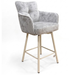 Grijze barstoel James met draaifunctie en beige metalen onderstel