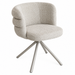 Beige eetkamerstoel Joep met rond kuipdesign en velours bekleding