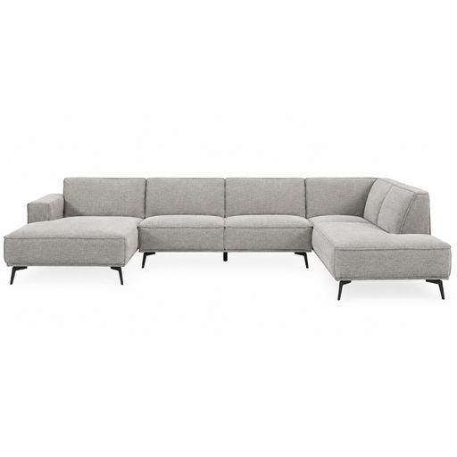 U-bank Kendal in City moss grey met chaise lounge en ottomane